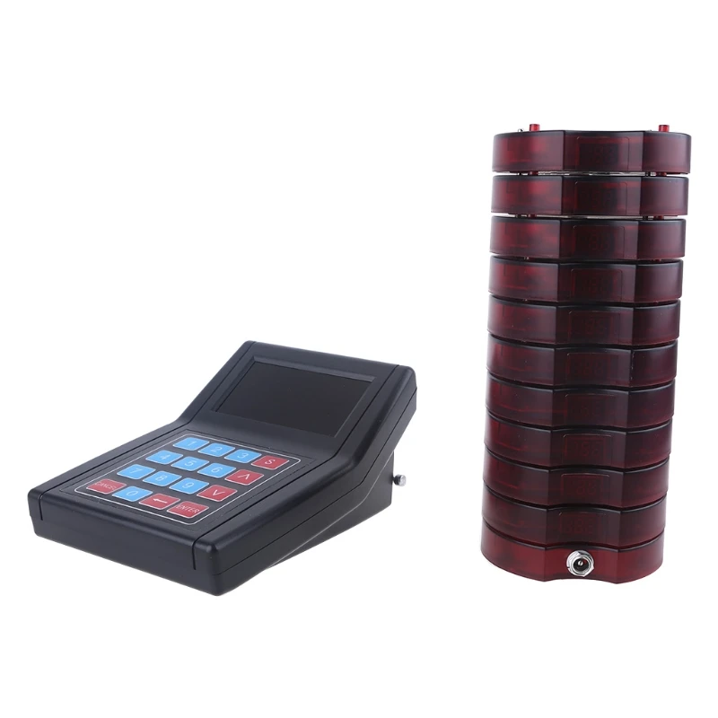 

Wireless Guest Queuing System with Keyboard Transmitter 10 Red Pager Receivers Suitable for Hospital Restaurant