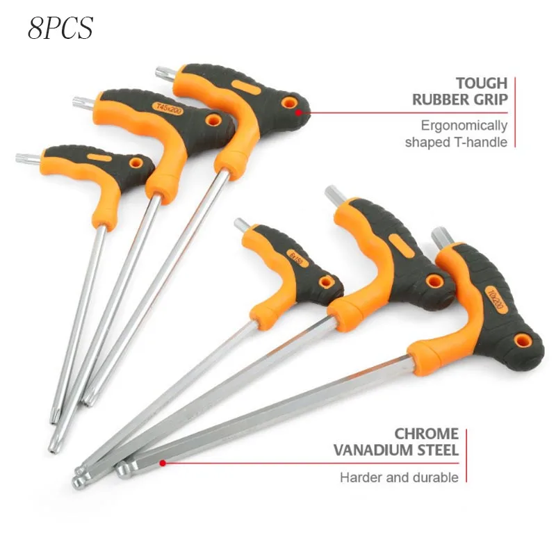 8 шт с Т образной рукояткой для слива звезда отвертка T10 T50 и шт. T Тип шаровое