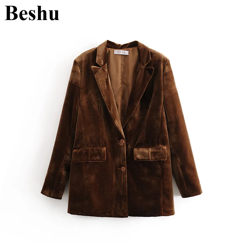 Za 2020 Модный женский пиджак из верблюжьего бархата с большими лацканами