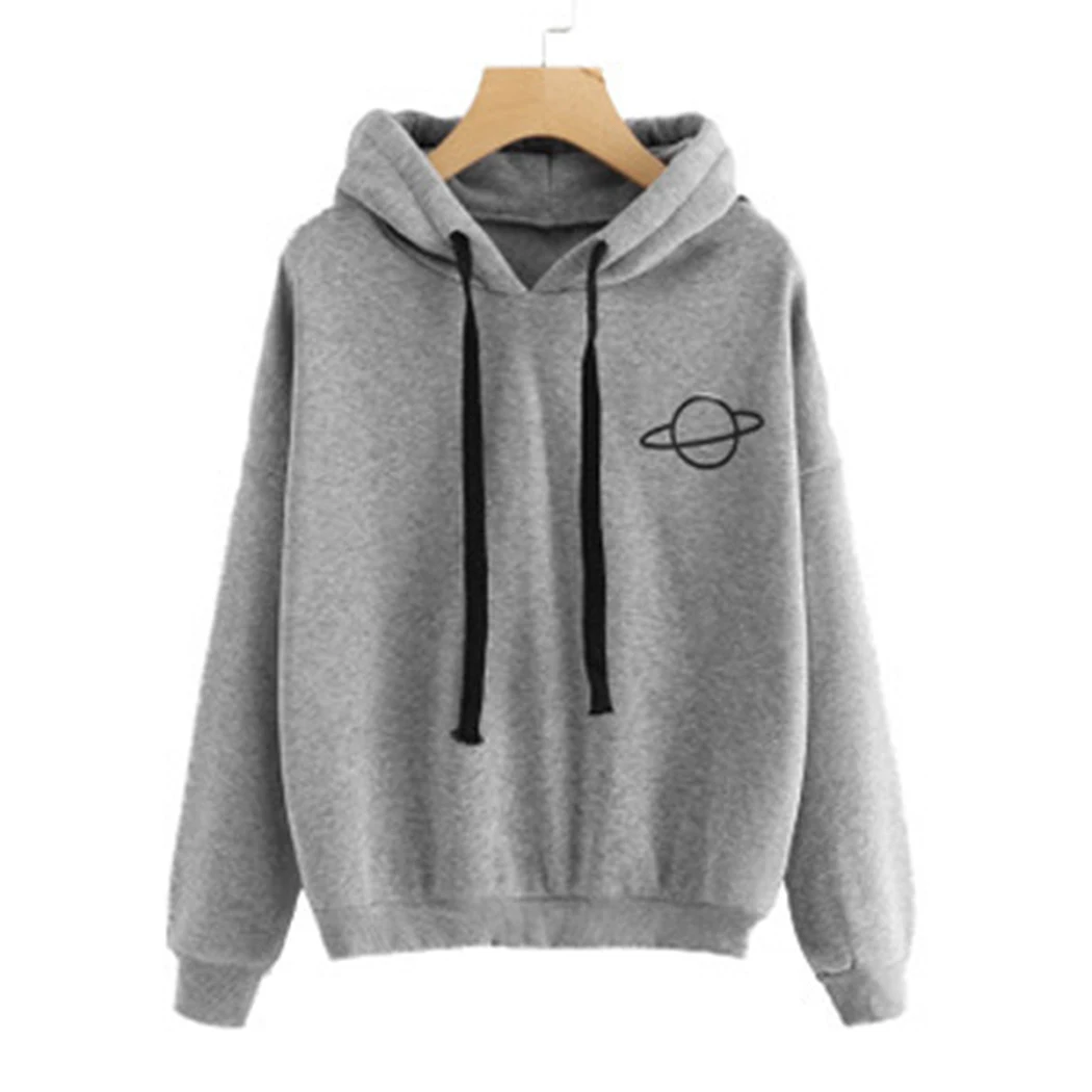 Женские уличные толстовки Харадзюку модные с принтом планеты толстовка длинными