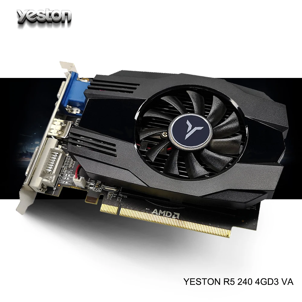 Yeston Radeon R5 240 GPU 4 Гб GDDR3 64 бит игровой Настольный ПК видеокарты Поддержка VGA/DVI-D/HDMI