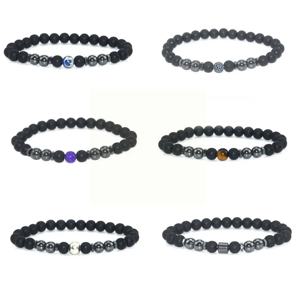 

1pcs Anti-swelling Black Obsidian Anklet Matte Retro Handmade Anklet About Colorful Stone 23cm Stylish Fashion Frosted Ankl E5l6