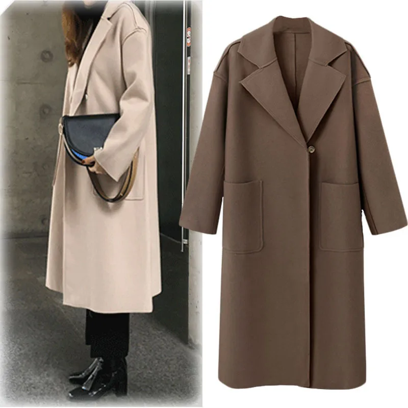 

Coats and jackets women large-size women's wear medium-and long-style loose open sweater woolen women's coat