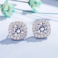 trendy earrings 925 silver jewelry for women wedding party with 99mm square shaped aaa zircon gemstones stud earrings ornaments