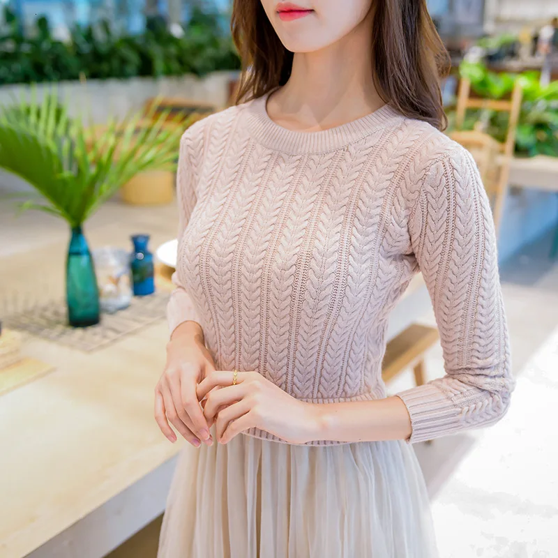 Элегантное платье-свитер женское осенне-зимнее платье вязаное с длинным рукавом