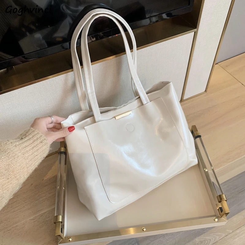 

Women Handbags All-match One-shoulder Large-capacity Top-handle Totes Bags PU Leather Texture Soft Females Elegant Retro Ulzzang
