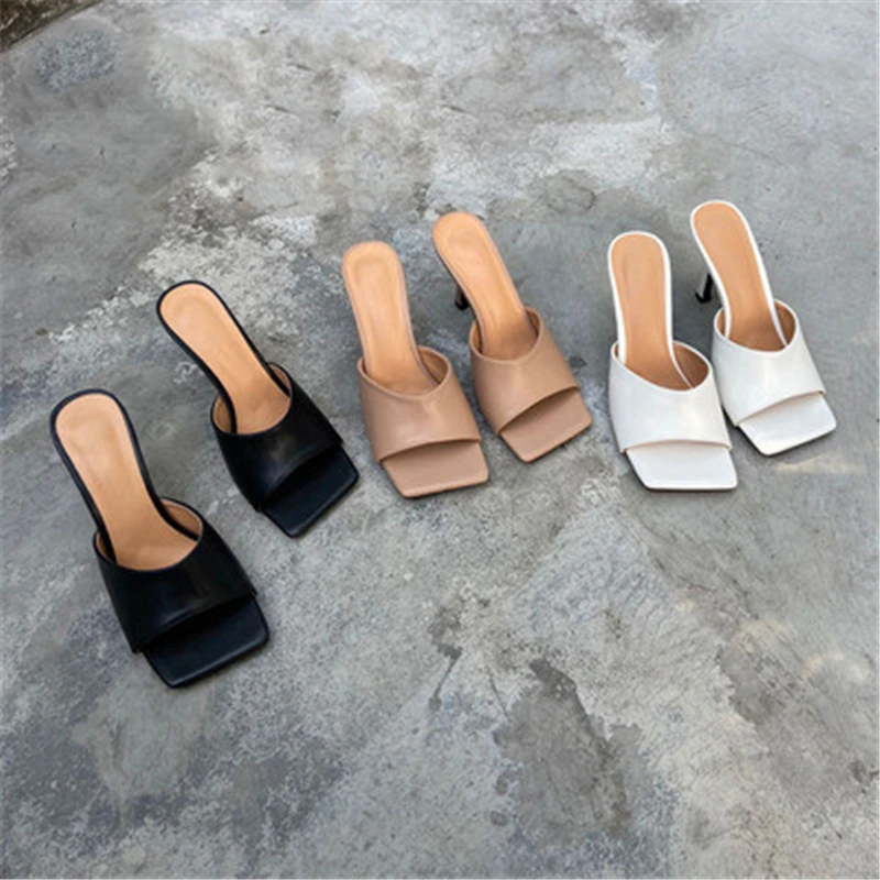 Женские винтажные босоножки на высоком каблуке однотонные сандалии с открытым