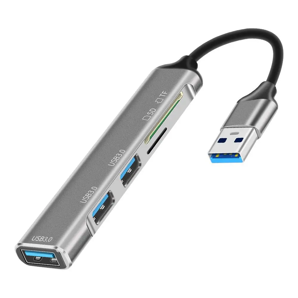 

Portable 5-in-1 USB3.0 Hub Multiple Interfaces Docking Station USB To USB 3.0 SD Card/TF Card Slot Adapter For Computer Laptop