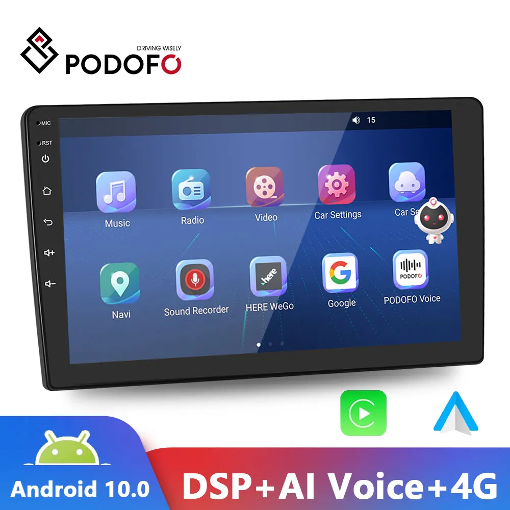 

Автомагнитола Podofo AI автомобильная, 8 ядер, 4 + 64 ГБ, Android 10,0, 9 дюймов, IPS экран, GPS-навигация, DSP, Автомагнитола для Volkswagen