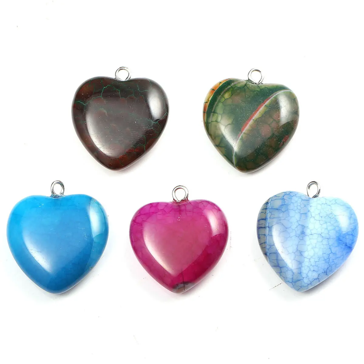Charm Natural Stone Heart-Shaped Dragon Agates Pendants Temperament Making for Jewelry Necklace Accessories Random Color | Украшения и