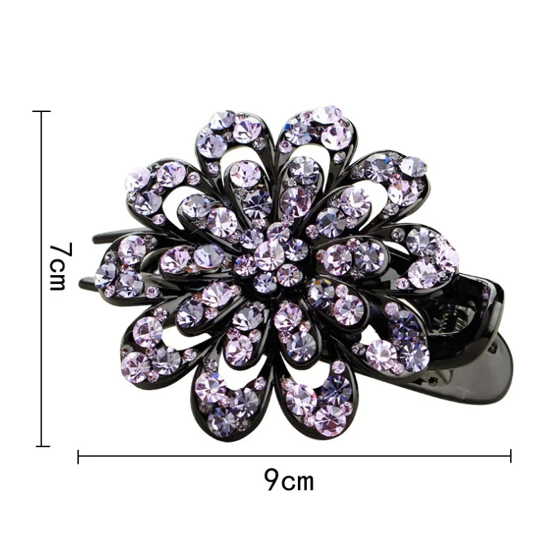 

Colorful Flower Shiny Rhinestone Hairpin Hollow Out Hair Clip Barrette Hair Accessories For Women Girl Hair Claw Headwear