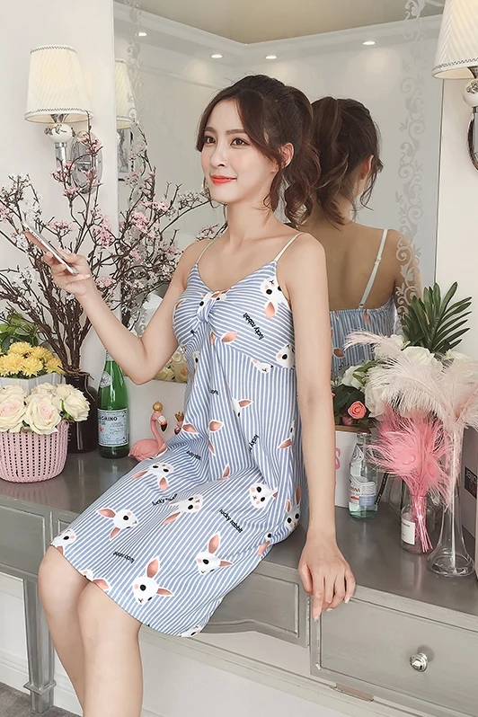 Летняя женская длинная Пижама с героями мультфильмов Дамская Ночная рубашка в