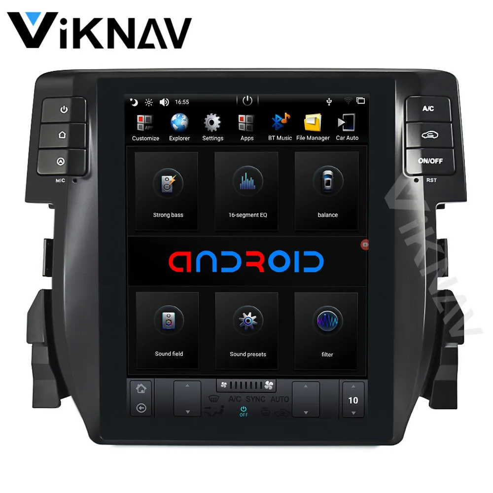 

Автомобильный GPS-навигатор с вертикальным экраном на Android для honda-Civic 2016-2019, мультимедийный DVD-плеер с поддержкой carplay