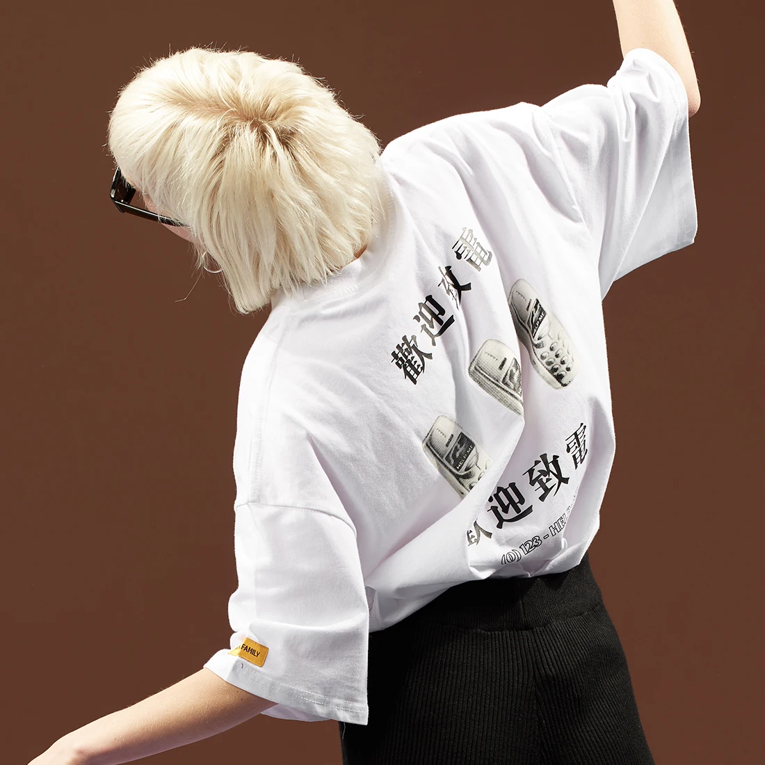 LACIBLE Harajuku иероглиф Мужская футболка с рисунком и буквенным принтом уличная