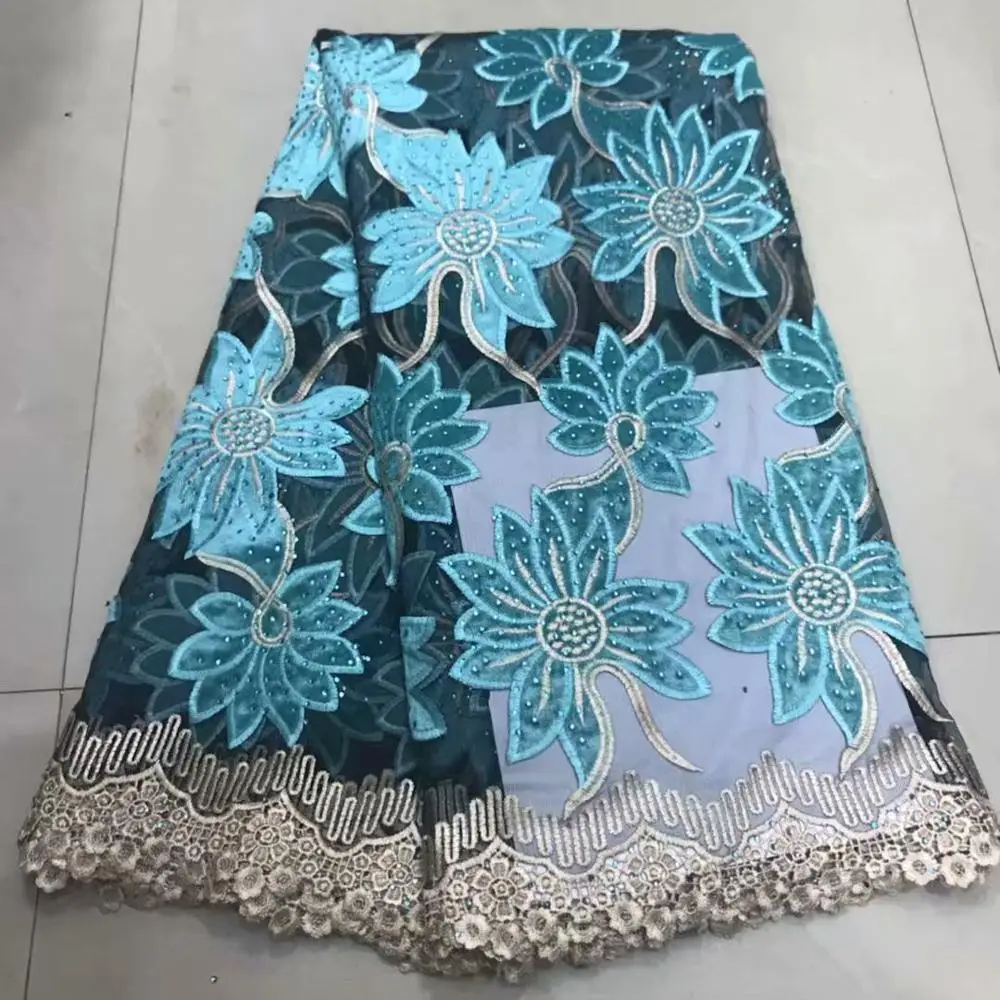 Французская кружевная ткань DHL 5 ярдов/шт. бархатное Тюлевое кружево с камнями для