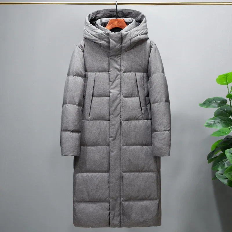 Мужская деловая куртка пуховик с воротником стойкой Толстая теплая на белом