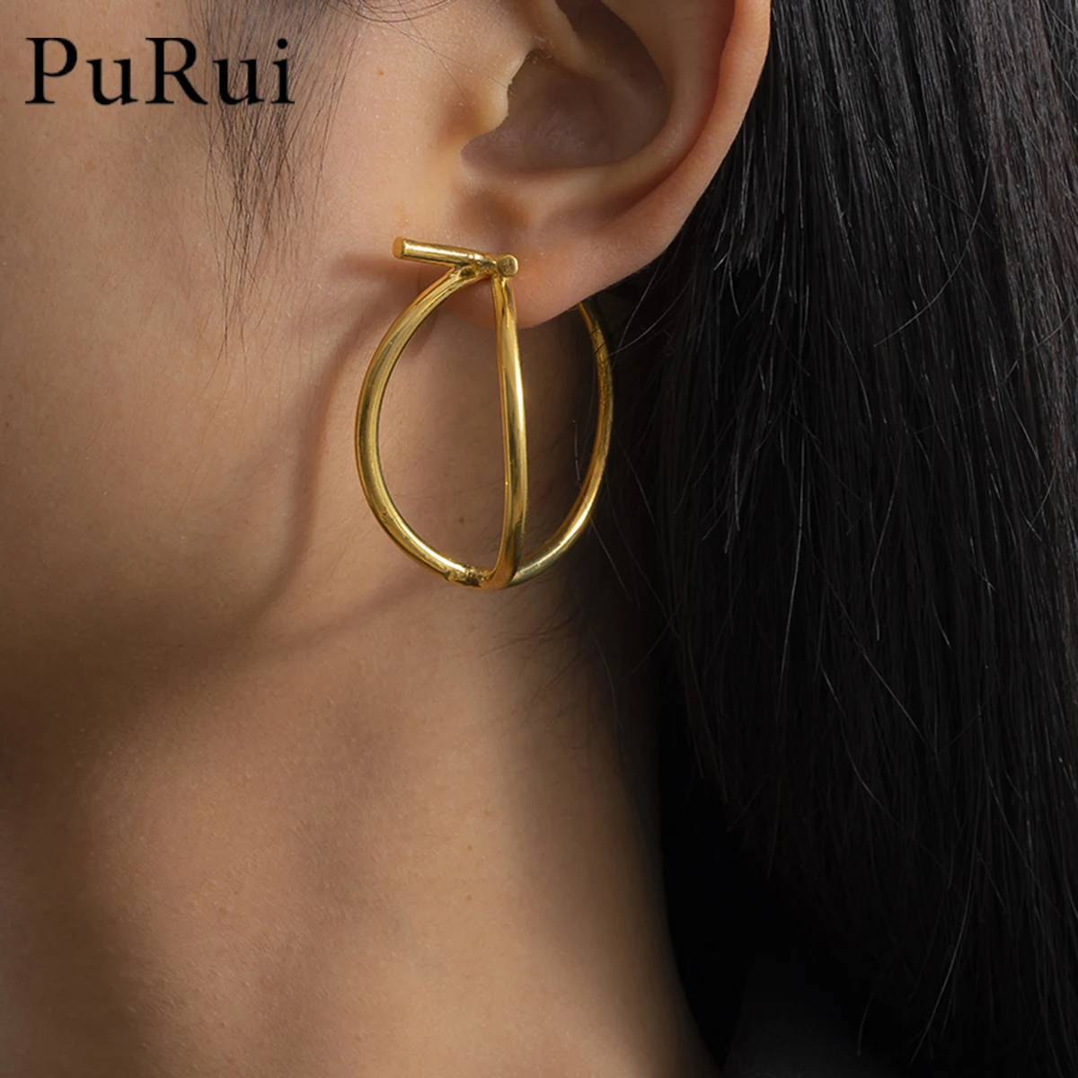 

Fashion Statement Earrings 2021 New Geometric Matte Metal Gold Earrings for Women Circle Round Dangle Earrings Modern Jewelry