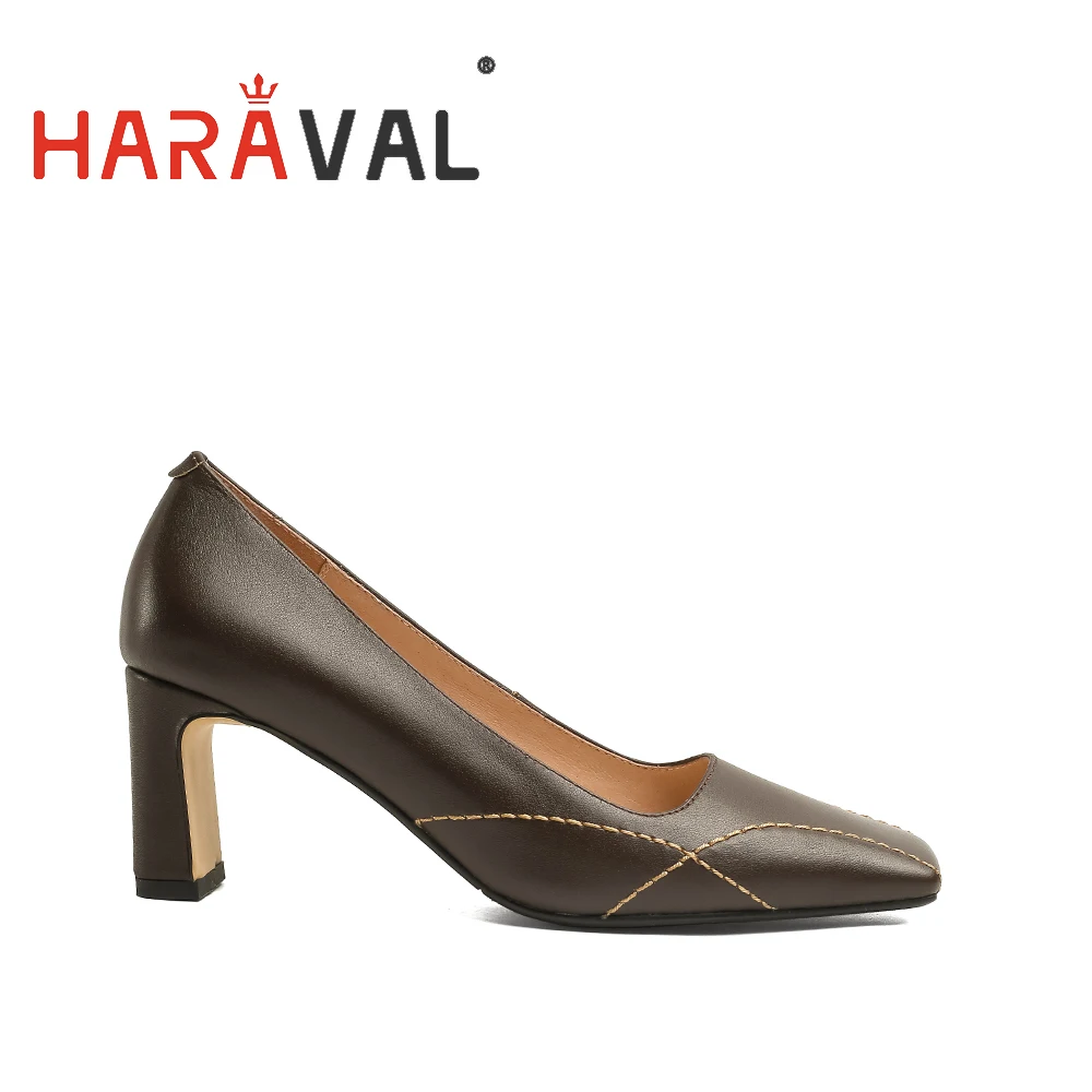 HARAVAL/женские туфли лодочки на высоком каблуке Цвет белый черный Модная базовая