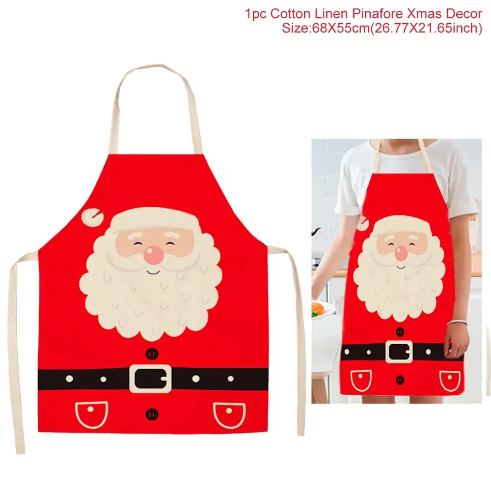 Christmas Apron 7 QIFU Рождественские украшения для дома Navidad чехлы на стулья Санта Клаус Noel подарок на год - Цвет: Christmas Apron 7