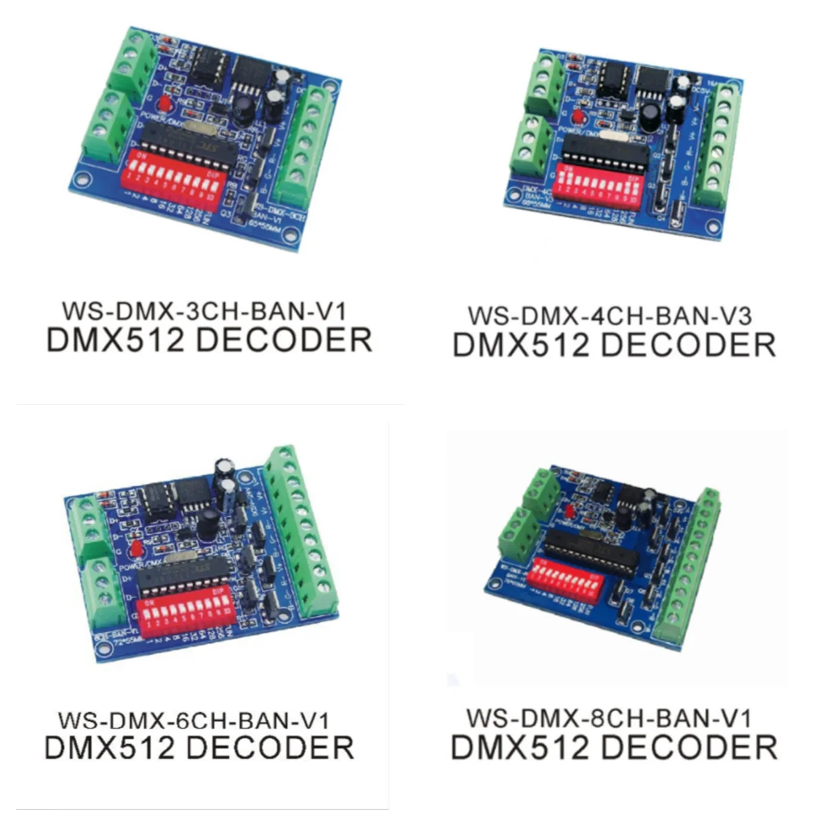 DC12V 3CH 4CH 6CH 8CH LED DMX декодер DMX512 RGB RGBW канальный контроллер DC5V-24V для SMD 5050 2835 3828