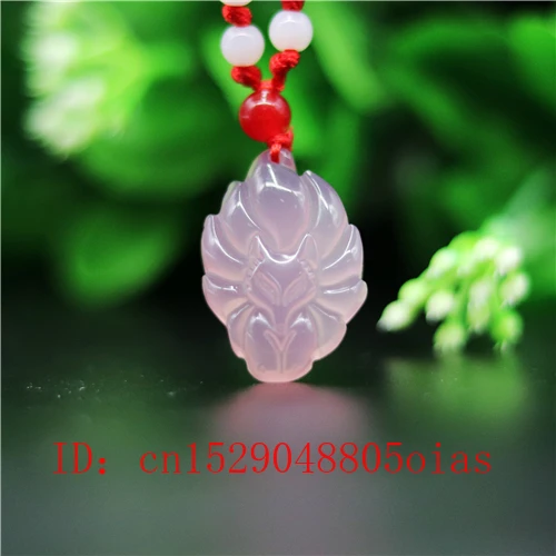 Ожерелье Из Натурального Розового китайского нефрита с подвеской в виде лисы