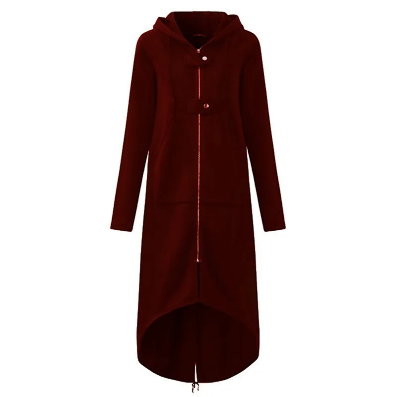 

Autumn Winter Long Sweatshirt Coat Women Fashion Casual Long Zipper Hooded Jacket Hoodie Vintage Casaco Outerwear Plus Size