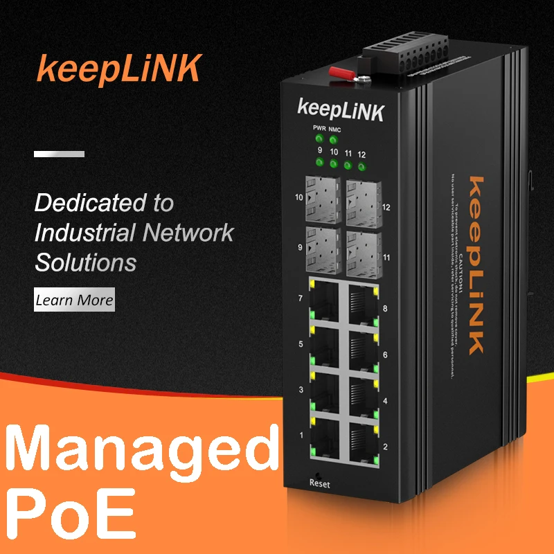 L2 + промышленный 8-портовый 10/100/1000T 802.3af/at PoE 4-портовый 100/1000X SFP управляемый