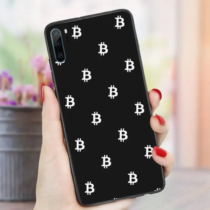 

I Love Accept Bitcoin pattern Phone Case For Huawei honor Mate P 10 20 30 40 i 9 8 pro x Lite smart 2019 nova 5t