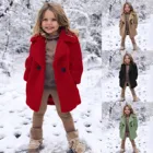 Модная одежда для маленьких детей, для маленьких девочек, ветрозащитная зимняя однотонная шерстяная куртка на пуговицах с длинным рукавом, утепленная теплая верхняя одежда # g4