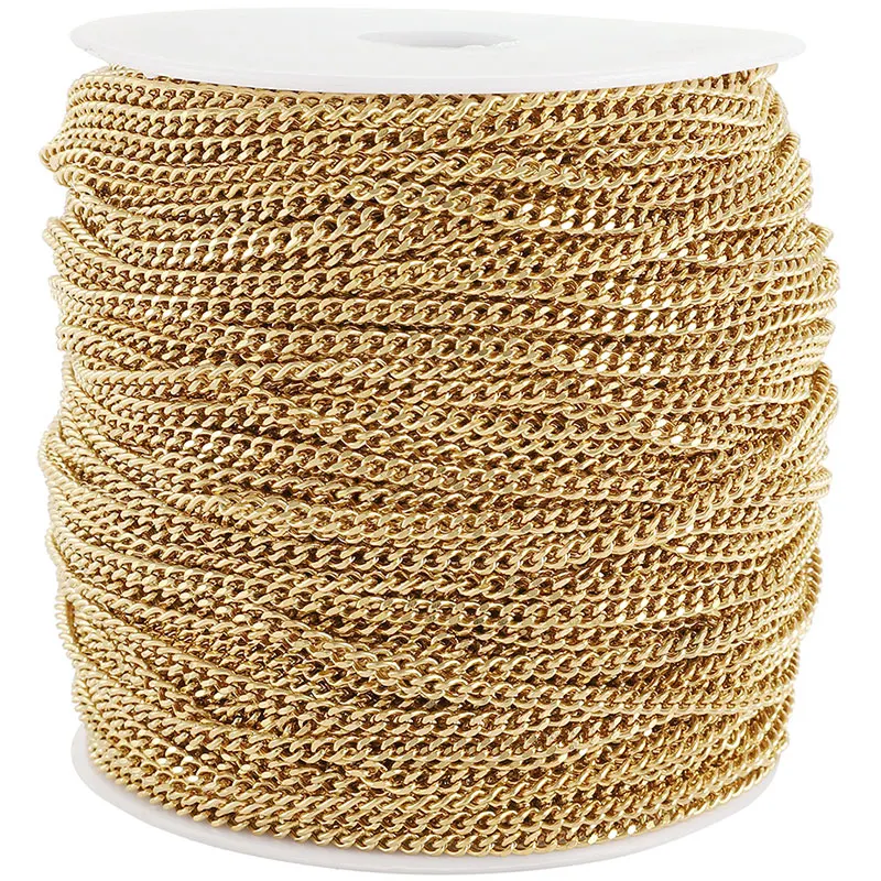 

Dinicessa 2m/Lot Stainless Steel Hip Hop Curb Cuban Chains Width 3mm High Quality For DIY Charm Necklace Jewelry Making Supplies