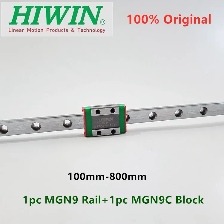 Hiwin-guía lineal Original, carril MGN9 150 200 250 300 330 350 400 450 500 550mm, MGNR9, 1 unidad, MGN9C, carro de bloque cnc