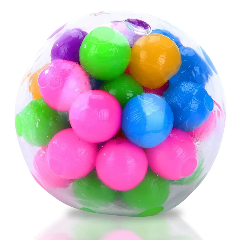 

5Pcs Rainbow Stress Ball Stress Relief Ball with Colorful Beads Inside Fidget Toy for Kids Adult