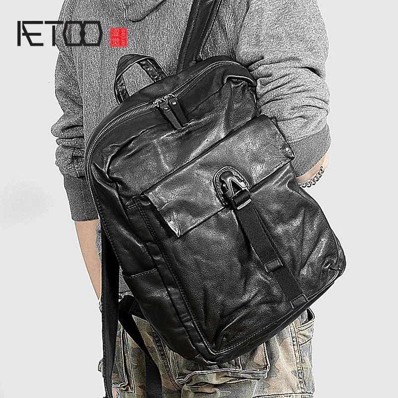 AETOO рюкзак для путешествий с растительным дублением повседневный кожаный модная