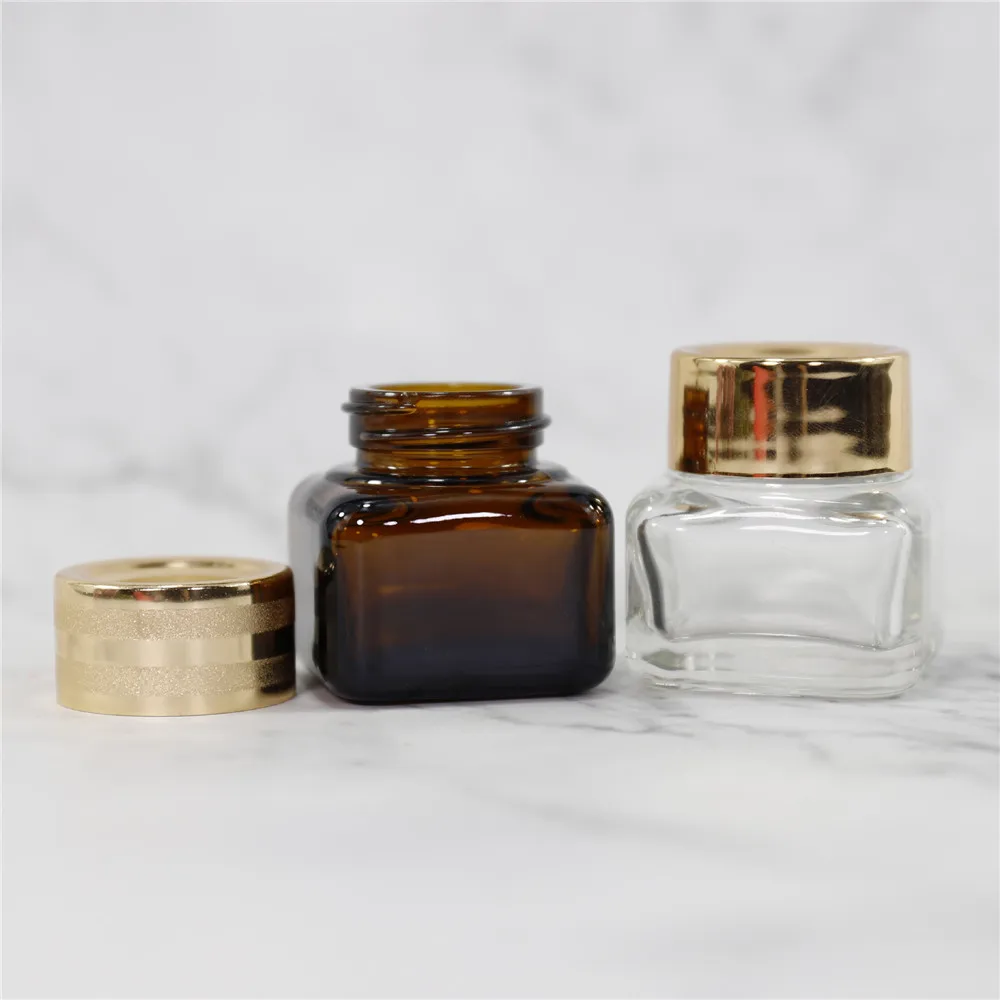 

15ml Square Eye Cream Bottle Small Glass Eye Cream Container High Qulity Travel Packing Eye Cream Pot Jar Dropshipping
