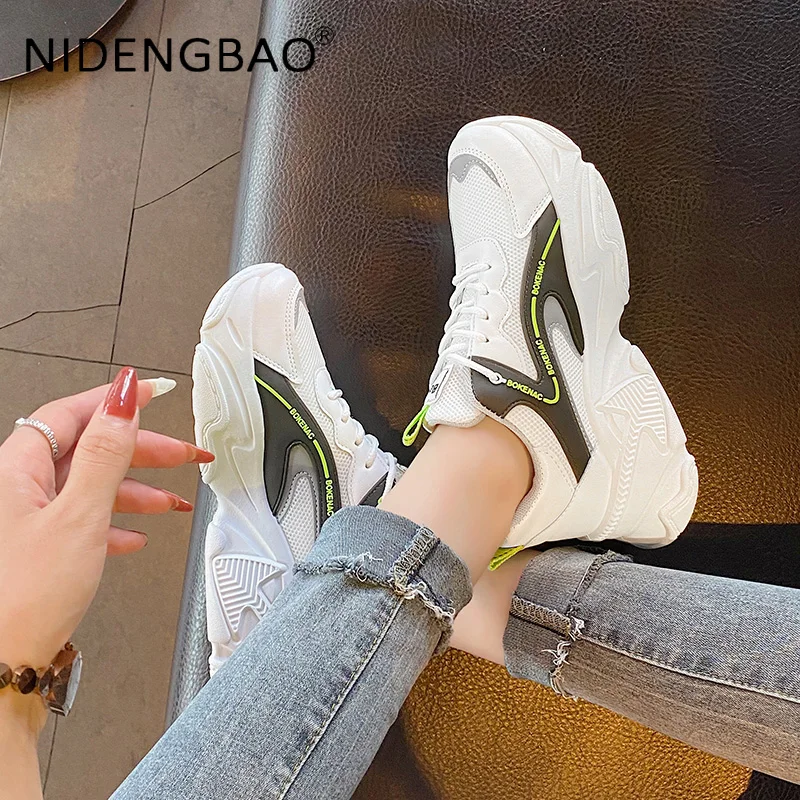 Women Sneakers Breathable Casual Chunky Shoes Outdoor Walking Jogging Running Gym Athletic Trainning Sports Shoes Tenis Feminino