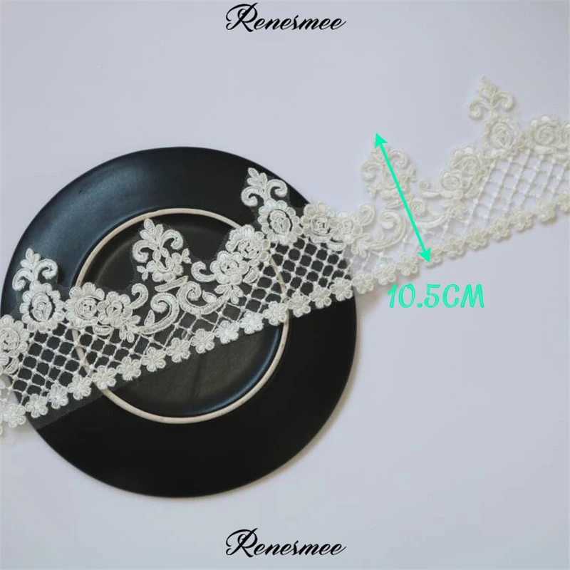 2 ярда кружевная Свадебная аппликация из полиэстера цвета слоновой кости 10 5 см