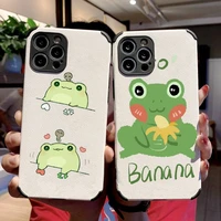 cartoon frog phone case lambskin leather for iphone 12 11 8 7 6 xr x xs plus mini plus pro max shockproof