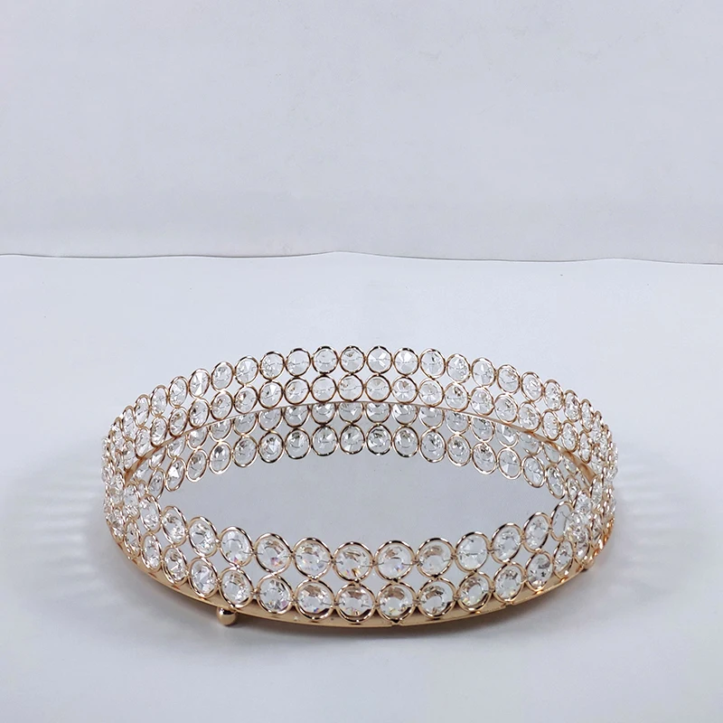 Золото зеркало Кекс Стенд Хрустальный Металл вечерние и семейные украшения