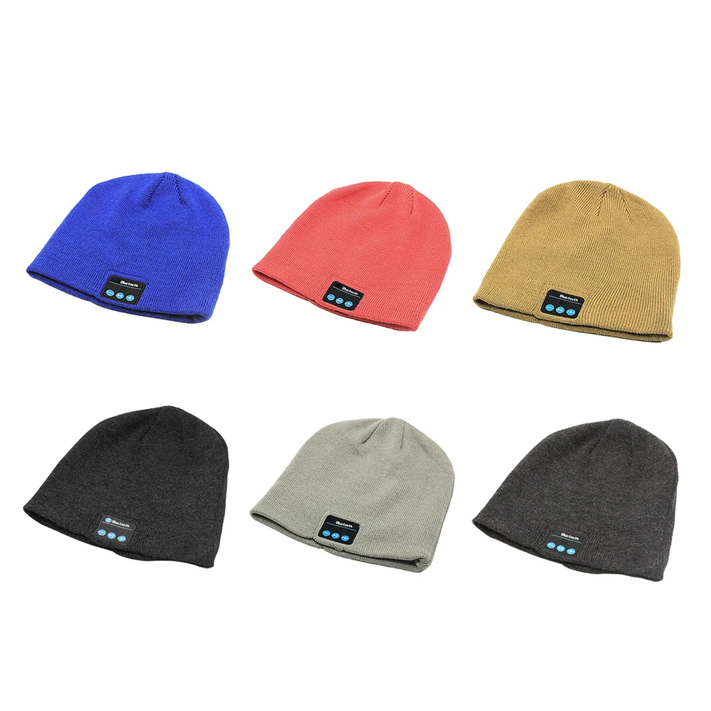 Шапка бини с Bluetooth для женщин зимняя теплая стрейчевая шапка мужская вязаная