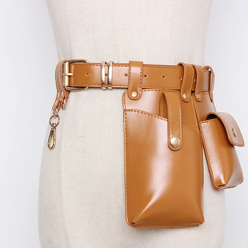 TWOTWINSTYLE Vintage Synthetic Leather Women's Belt Beading Hit Color Patchwork Bag Belts For Female Fashion Autumn Tide
