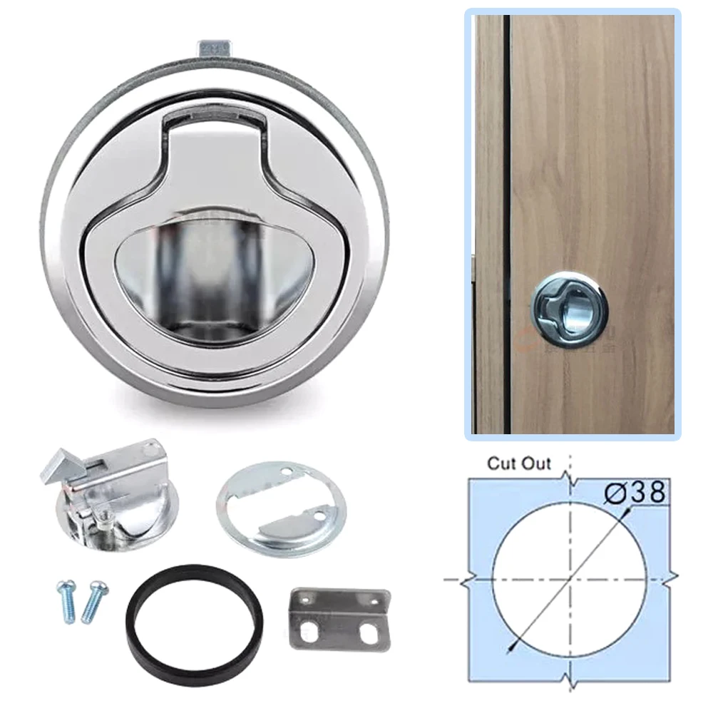 

1PC Marine Hatch Locking Locker Small Size Boat Flush Pull Hatch Slam Latch Polished For RV Yacht Camper Deck Zinc Alloy Locker