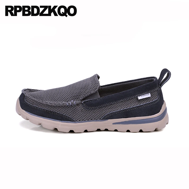Sneakers Round Toe Comfort Skate Men Mesh Slip On Shoes Designer Trainers Plus Size 2021 Breathable Casual Navy Blue Fashion |