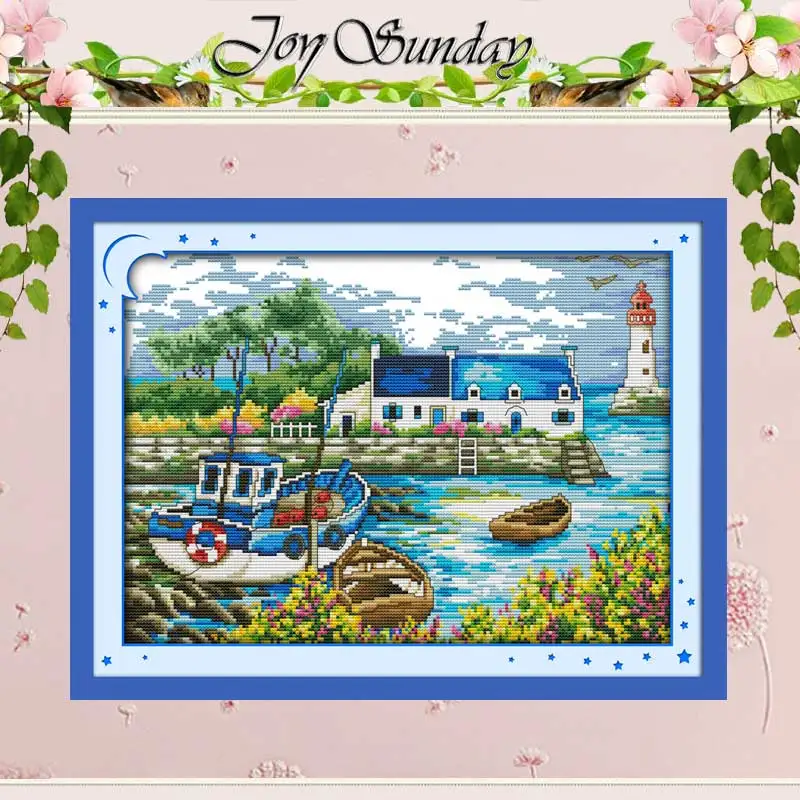 

Scenery of Port Patterns Counted Cross Stitch 11CT 14CT Cross Stitch Set Wholesale Cross-stitch Kits Embroidery Needlework