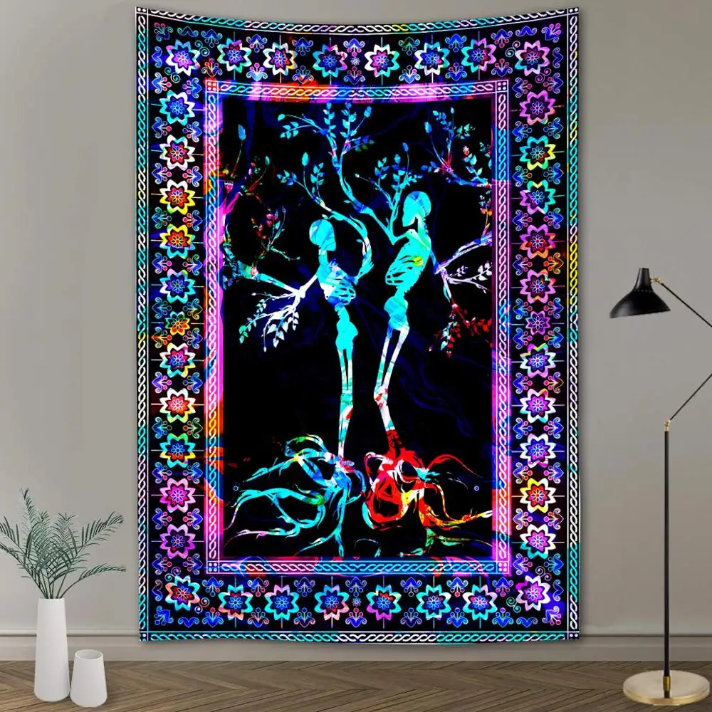 

Simsant Tarot Tapestry Hippie Black and White European Medieval Divination Tapestry Mysterious Gothic Decor for Living Room Dorm