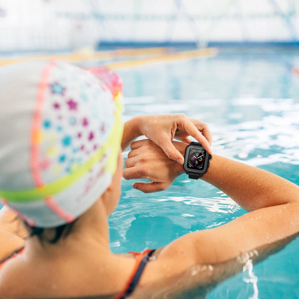 Водонепроницаемый ремешок SHELLBOX для Apple Watch Series 3 42 мм 44 38 чехол с силиконовым