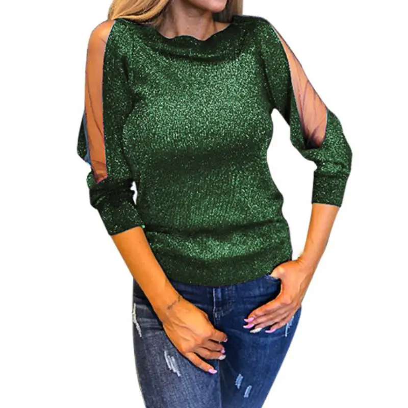 

Новинка, модная женская сетчатая Прозрачная Футболка, Женская Осенняя модная Сексуальная футболка с длинным рукавом, сетчатые прозрачные ж...