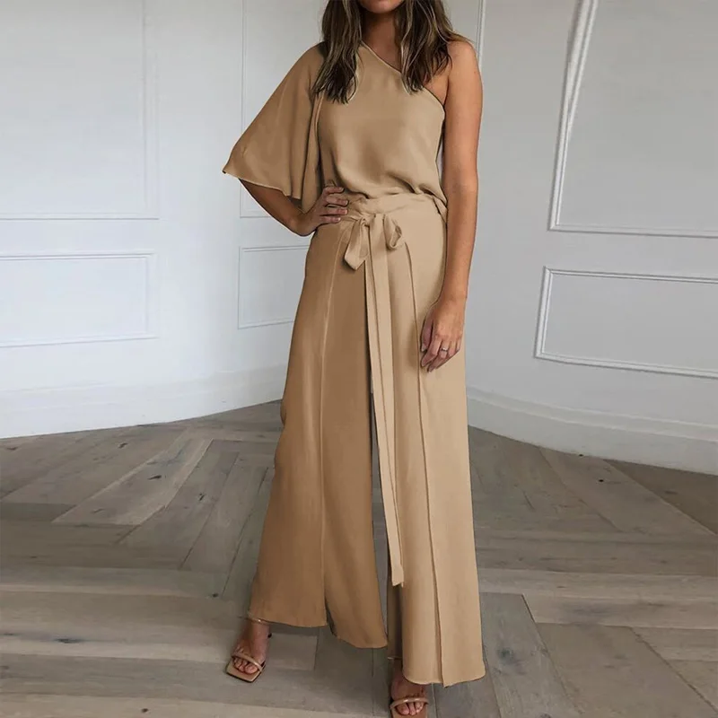 

Summer Elegant Two-piece Women's Set Half-sleeved Pullover Blouse Drawstring Trousers Summer Casual Fashion Loose Two-piece Suit