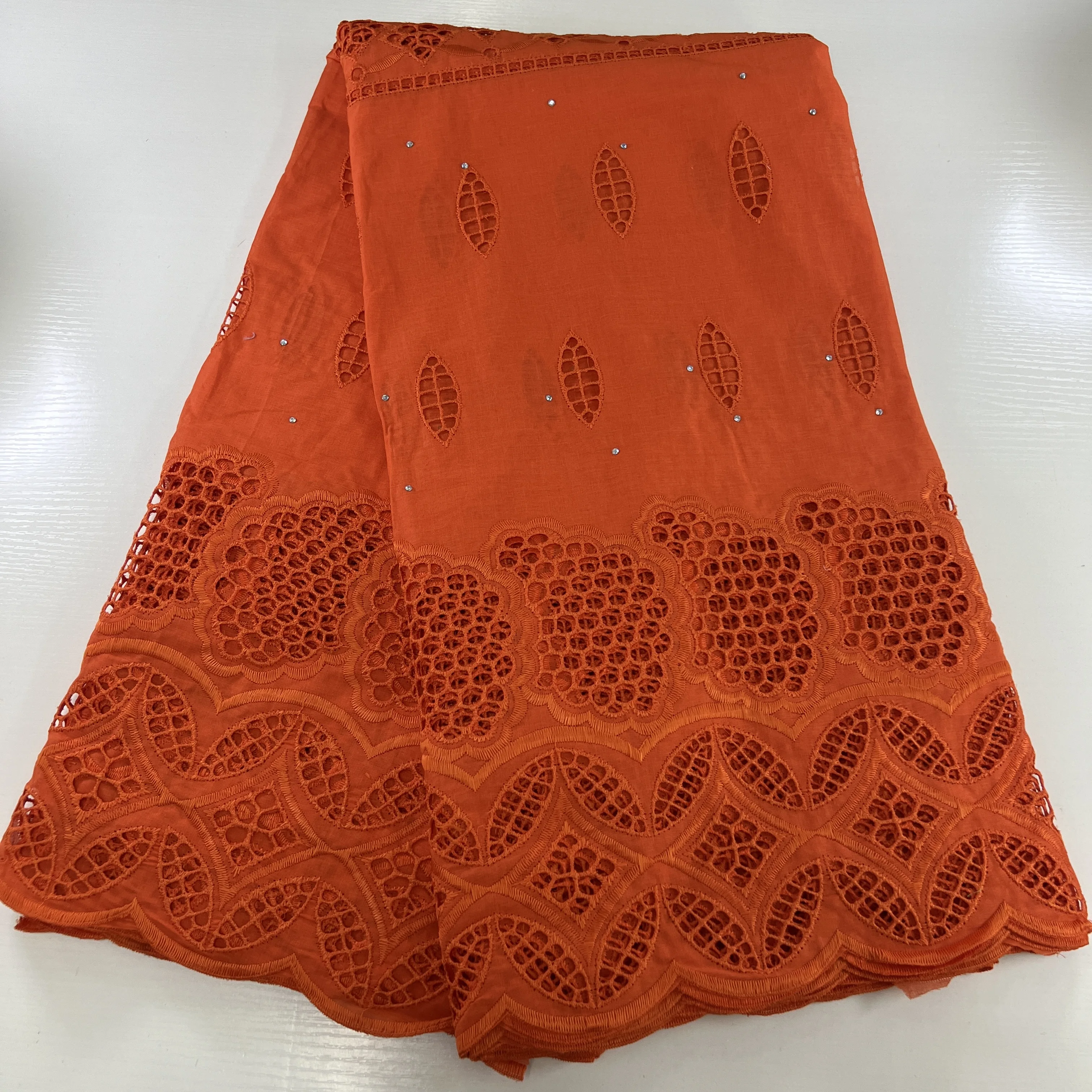 

5 yards High Quality Deluxe Rhinestones Voile Lace Fashionable African Swiss Lace Inspired Fabric Perfect For Celebrants Wear