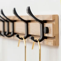 bamboo wall mounted coat rack movable 5 coat hooks for bags clothes umbrella in hallway bathroom living room bedroom