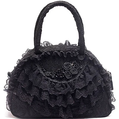35cmx25cmx15cm Женские сумки с кружевами, сумки в цветочек Лолиты, черная сумочка, новинка, женские свадебные сумки для невесты, ручная работа, винтажные вечерние сумки для принцессы - Цвет: 35cmx25cmx15cm